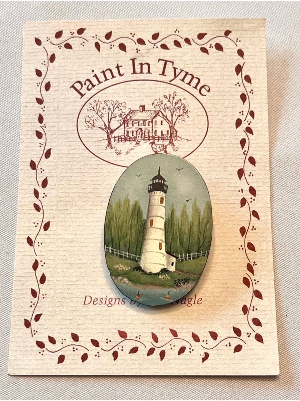 Lighthouse Brooch Pin, Hand-painted Collectible by Artist Sue Nagle
